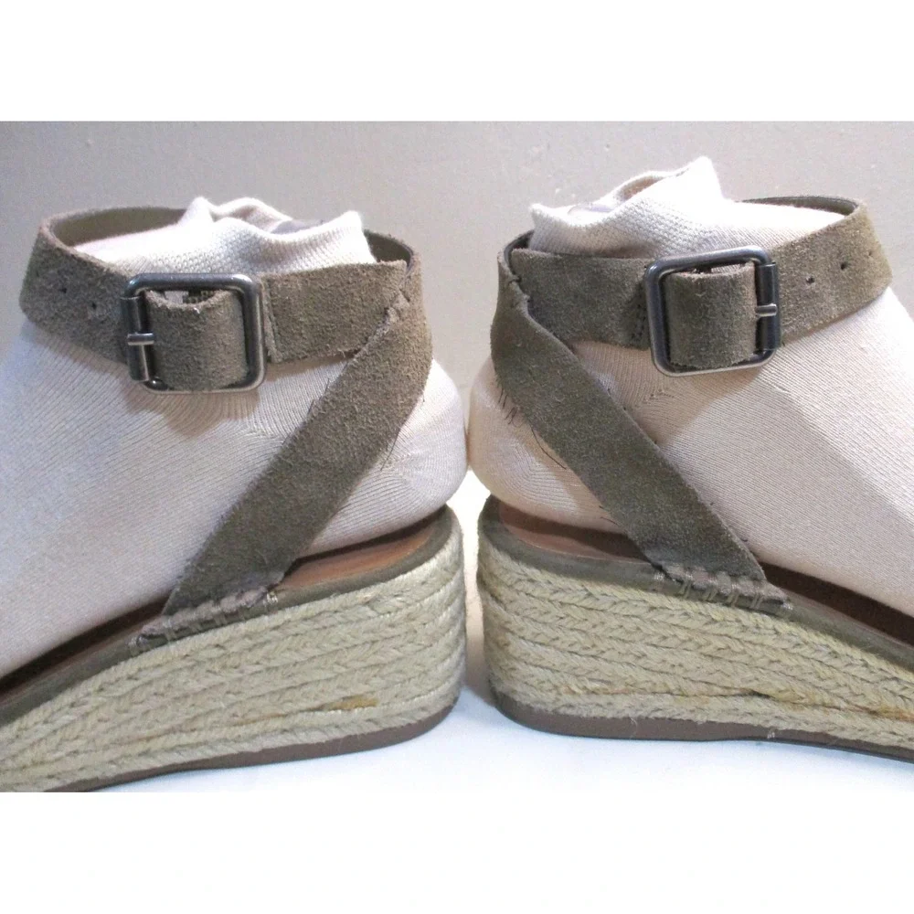 Steve Madden Brown Suede Espadrille Wedge Sandals Ankle Strap Womens 6